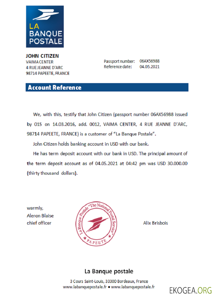 France , La Banque Postale , référence